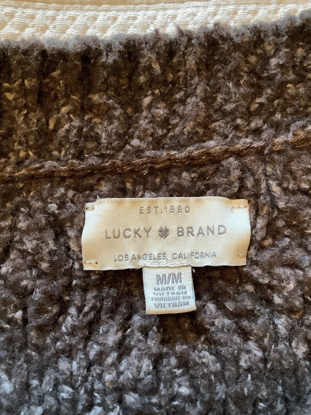 Lucky Brand Chocolate Brown Button-Up Cable Cardigan - Picture 4 of 6